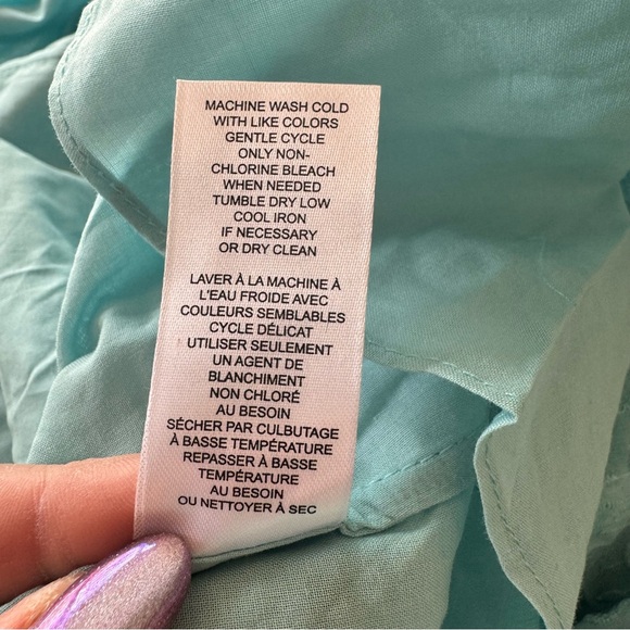 T Tahari Eyelet Midi Dress Blue Off-Shoulder Smocked Bodice Tiered NWT Sz XS - Picture 10 of 15